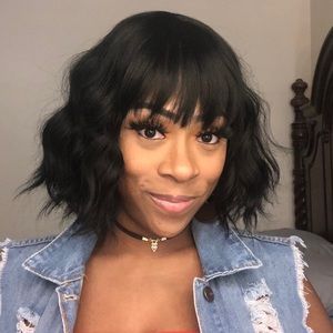 Adorable Wavy Bob Wig with Bangs